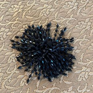 Atomic pin 1960’s jet black lucite beads